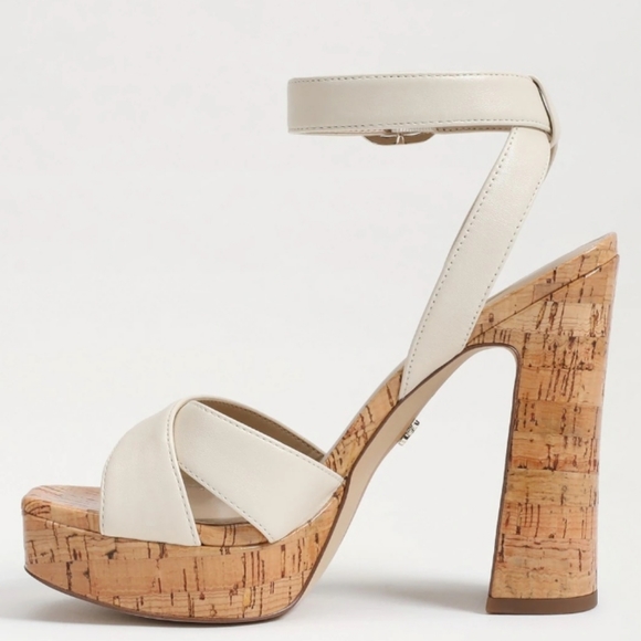 Sam Edelman Kayna Platform High Block Heel Sandal Ivory 8 - Picture 4 of 11